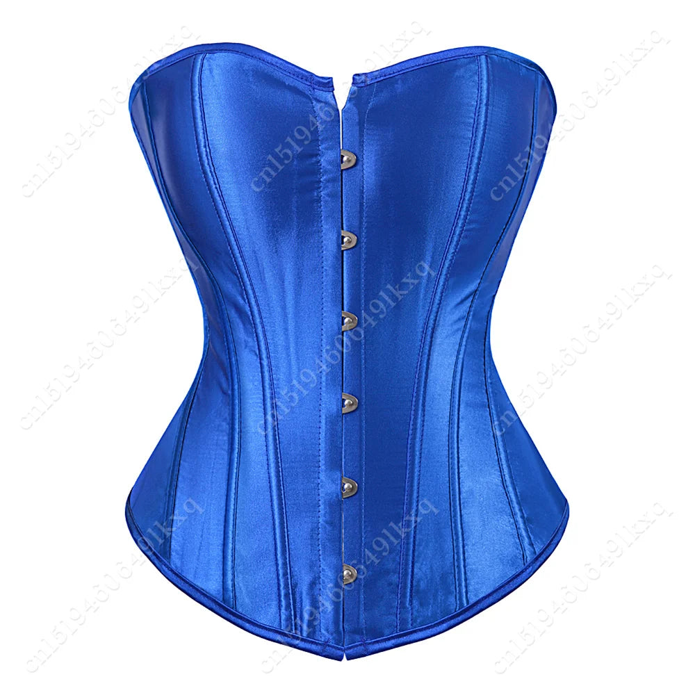 Corset Tops for Women Overbust Bustier Satin Sexy Lace up Corset Orange