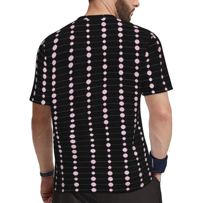 Gym T Shirt For Mens Retro Dots And Stripes T Shirts Fashion Blue Line Design Summer Tees O Neck Basic Graphic Clothes Plus Size