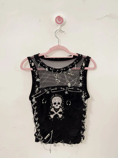 Cross Tank Tops y2k clothes y2k crop top Gothic Tank Tops Punk  Tops harajuku fashionSkull Tank Tops bustier top gothic clothes
