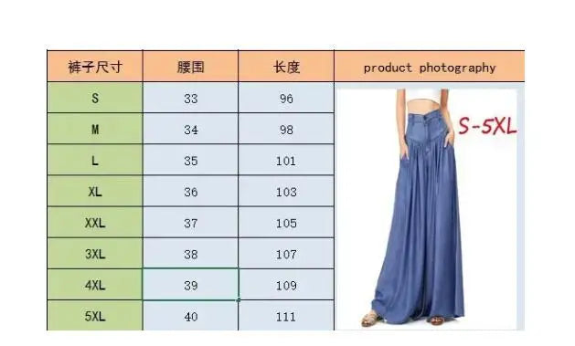Women's Casual Cotton Linen Jeans Fashion Solid Colour Wide-leg Pants Ladies Loose Plus Size High Waist Long Trousers
