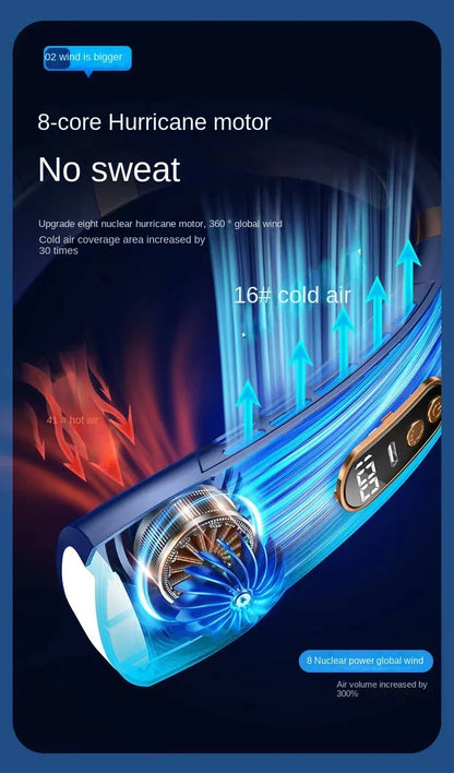 XIAOMI Charging Neck Fan 5 Speed Portable Digital Display 4000mAh Rechargeable Bladeless Electric fan Air Conditioner For Sport