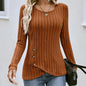 Women's Clothing Western Tops 2024 hot autumn new waist cinched round neck tight long sleeved top Europe America T-Shirts Tees