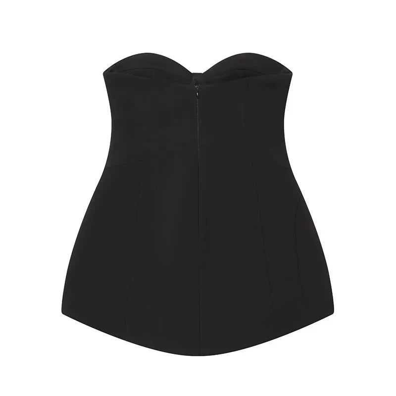 Women's Short Dress Fashion Flower Decorated Strapless Dress Sexy Women Mini Dresses Female Elegant Party Dresses