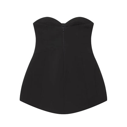 Women's Short Dress Fashion Flower Decorated Strapless Dress Sexy Women Mini Dresses Female Elegant Party Dresses