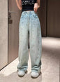 Fashion Street Casual Loose Woman Jeans Light Blue High Waist Basic Straight Pants Female Chicly Y2k New Slim Women Jeans