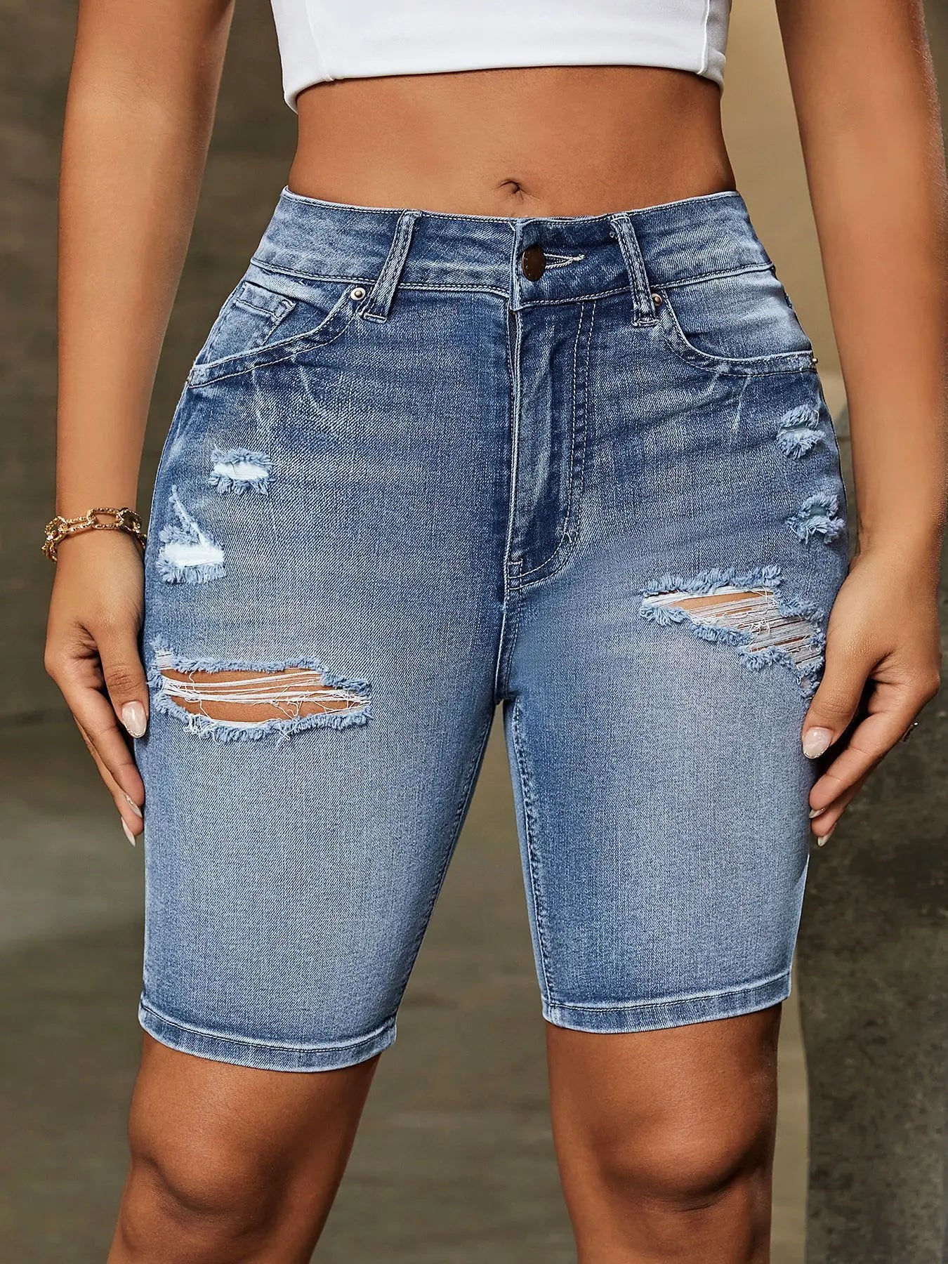 Jeans Shorts Women Casual Denims Hole Slim Fit Washed Distressed Pockets Casual Ladies Sheath Short Pants Streetwear 2025