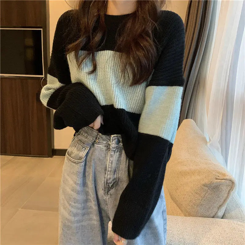 Tops Sweaters For Women With Headings Ladies Sweater Pullover Cropped Autumn 2025 Trend Cute Kawaii Black Knitted High Quality
