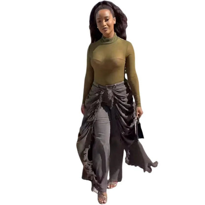 WTHT New Trendy Women Wrinkled Burr Edge Design Straight Jeans 2025 Winter Fashion High Waist Casual Denim Pants Female 1LS2770