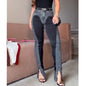 Women's Fashion Two Tone Jeans Pushed Up Peach Buttocks Flared Trousers Stylish Slim Fit High Waisted Denim Pants Ladies Outwear