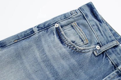 HH Female Fashion Denim Jeans Loose Solid Long Pants With Gradient All Match Streetwear Mujer Casual Baggy Chic Trousers