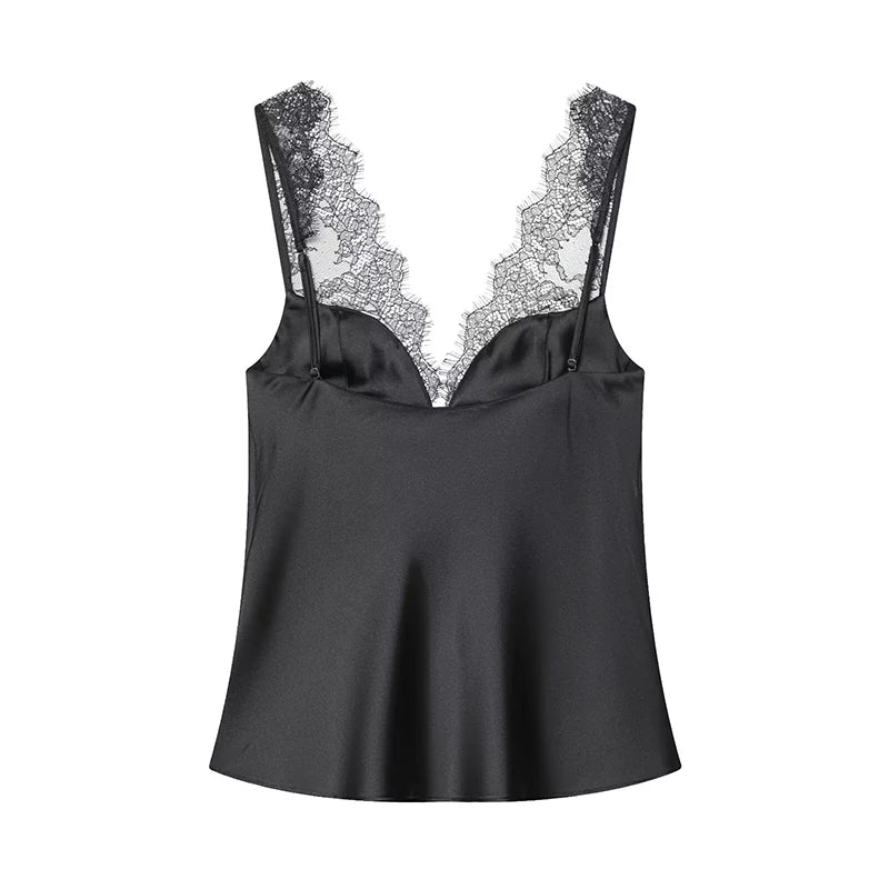 Women's Tops Fashion Lace Sexy Backless Sleeveless Tops Female Chic Tops