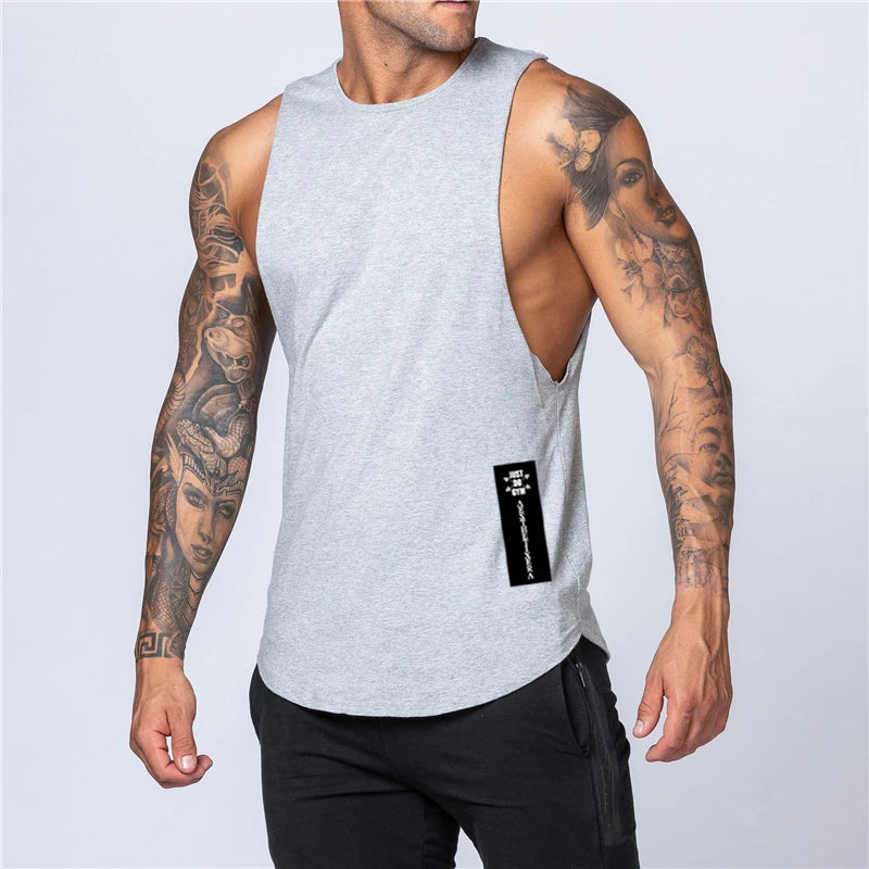 Gym Clothing Mens Bodybuilding Fitness Muscle Tank Tops Summer Cotton Breathable Sleeveless T-Shirts Sport Casual Loose Singlets