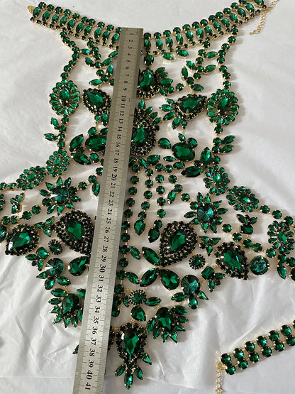 CUIER Luxurious Black Tops for Women Body Chain Jewelry Gun-black