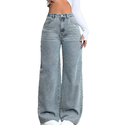 Fashionable Loose Women's Jeans High Waist Straight Leg Summer New Style Trendy All-Match Long Pants Cross-Border Clothing