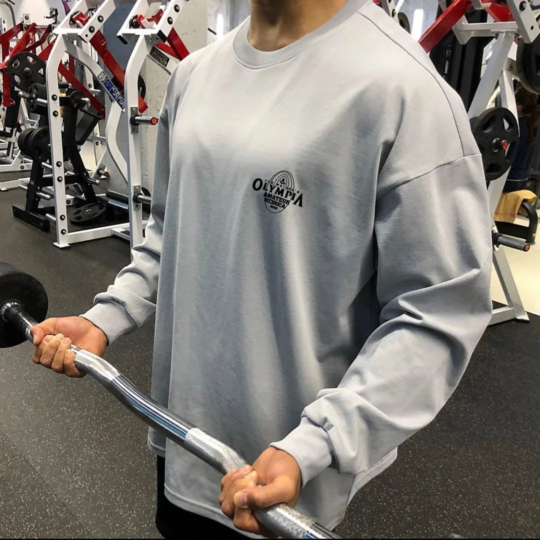 Men's Gym Sporting Clothing Male Fashion Bodybuilding Fitness Workout Long Sleeve T-Shirt Running Sweatshirt Casual Tees Tops
