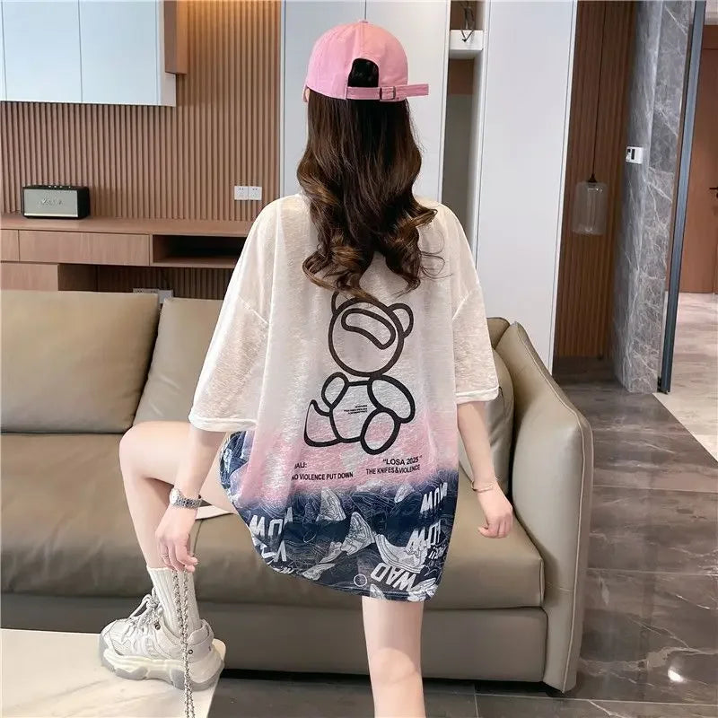 Tops Woman Summer Outfit Baggy T Shirt for Women Graphic Long Short Sleeve Clothing Female Korean Reviews Clothes Emo Tee Y2k