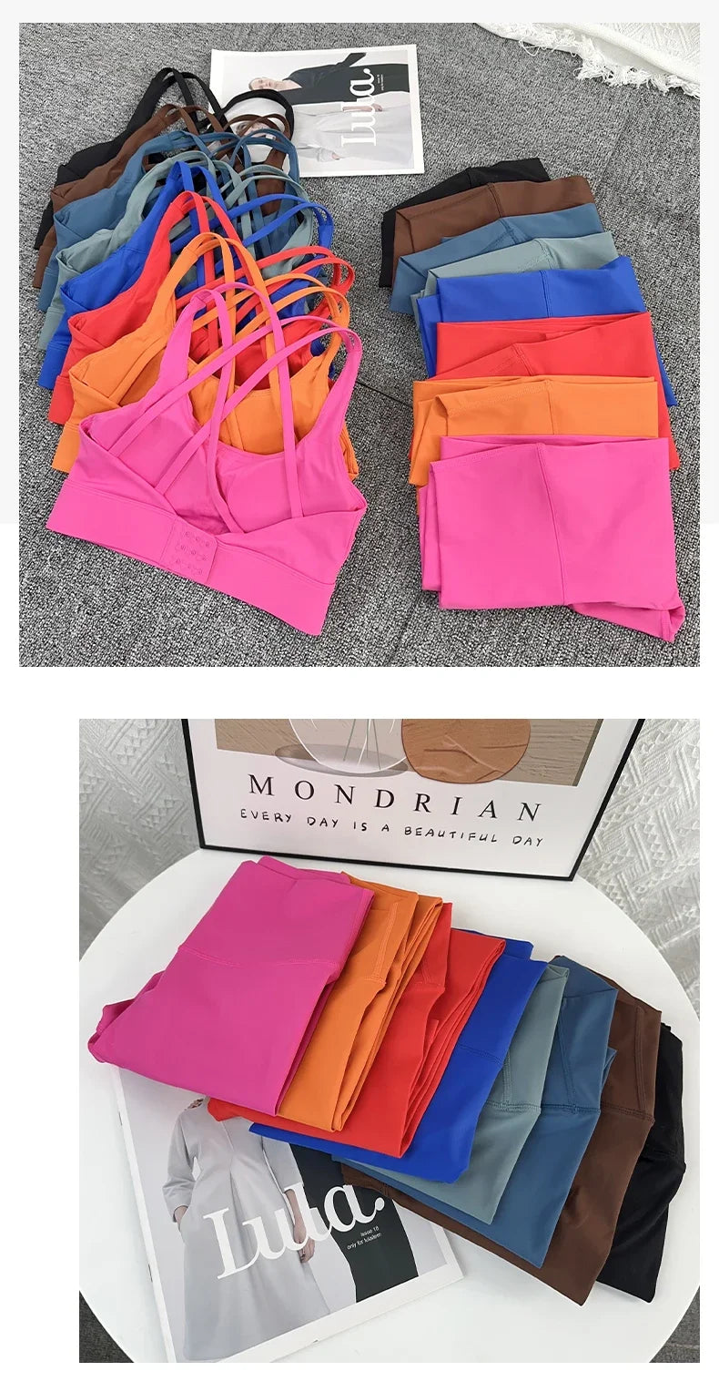 2 Piece Yoga Clothes Women's AthleticWear Gymwear Workout Clothes Gym Crop Top High Waist Legging Fitness Bra Set Sports Suits👚