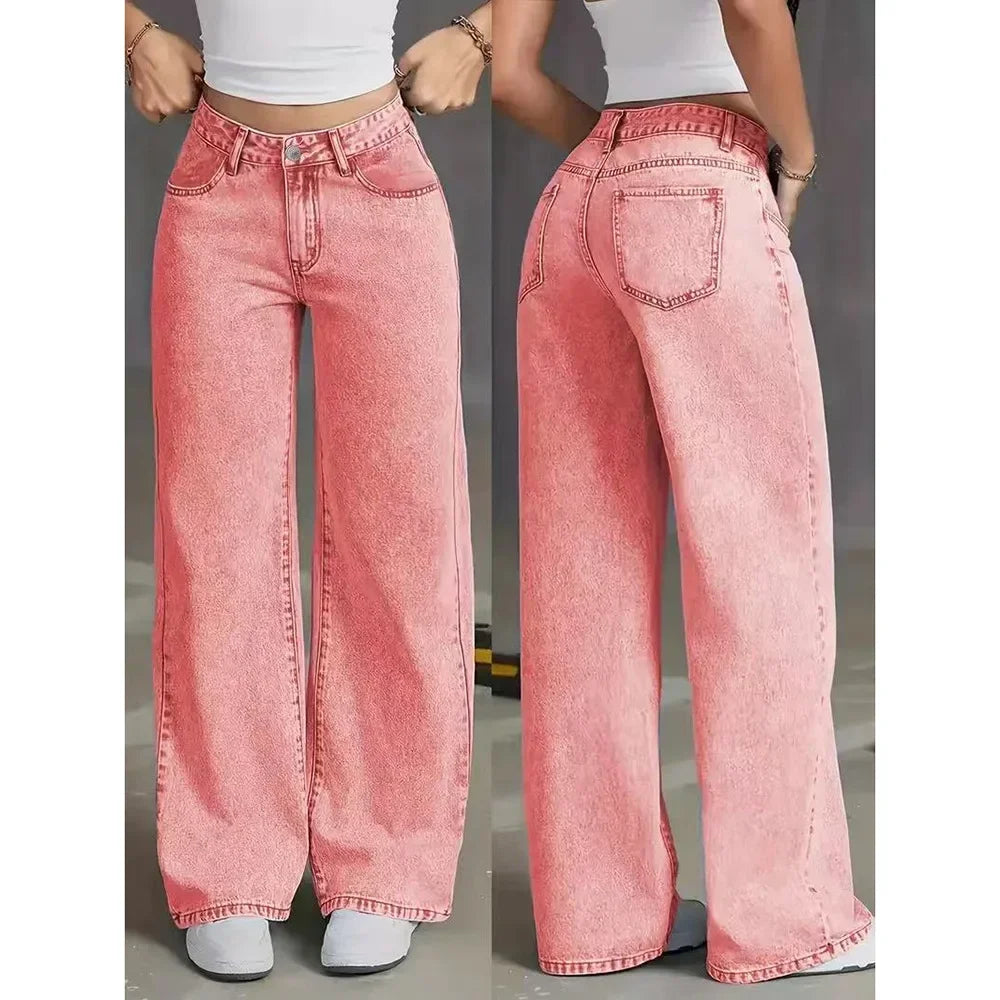 Fashionable Loose Women's Jeans High Waist Straight Leg Summer New Style Trendy All-Match Long Pants Cross-Border Clothing