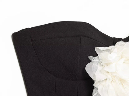 Women's Short Dress Fashion Flower Decorated Strapless Dress Sexy Women Mini Dresses Female Elegant Party Dresses