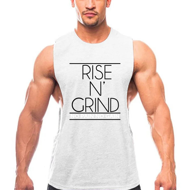 Gym Bodybuilding Running Clothing Summer Cotton Breathable Singlets Mens Training Sleeveless Tank Tops Large Side Slits Shirts