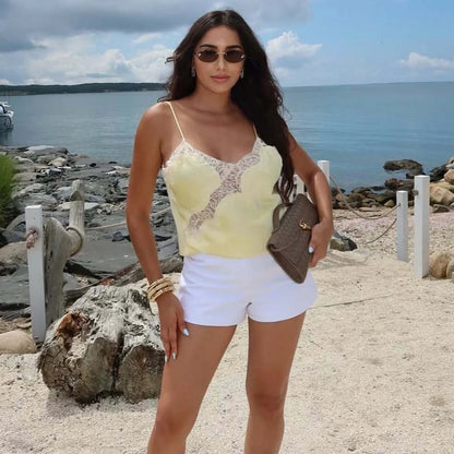 MUJER Women's Tops Black Lace Top Female Sexy Backless Tops for Women Camisole Sleeveless Tops Woman Coquette Tanks Camis Tops