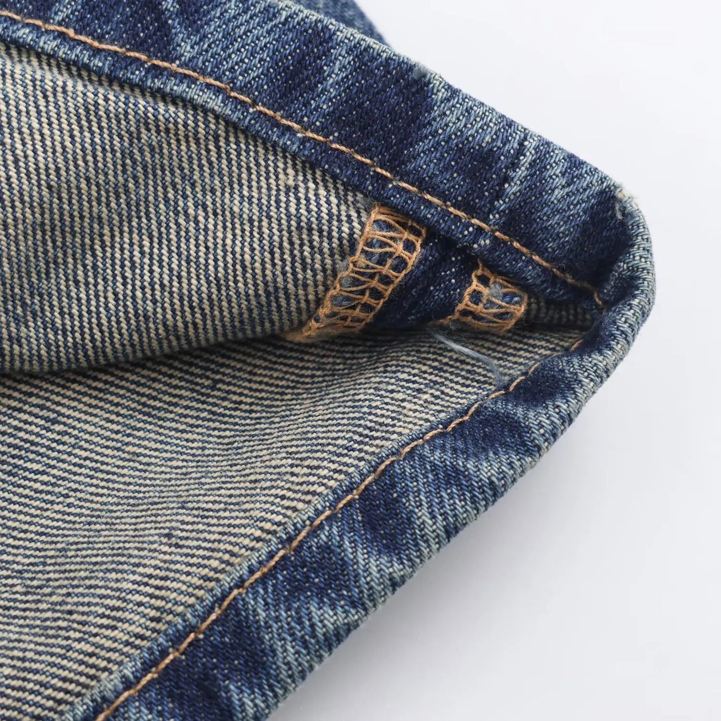 HH Women's 2025 New Fashion Retro Versatile Mid-Waist Turn-Down Jeans Female High Street Casual Ripped Decorative Wide Leg Pants