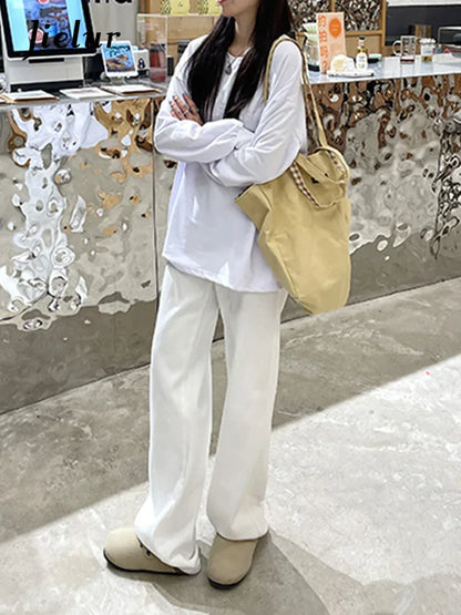 Fashion Street Casual Woman Jeans Summer New High Waist Loose Women Jeans Simple Basic Slim Straight Pants Female Chicly