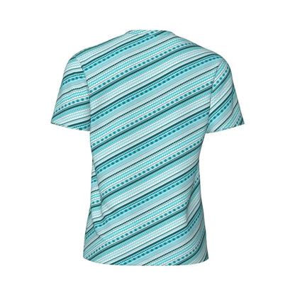 Gym T Shirt For Mens Retro Dots And Stripes T Shirts Fashion Blue Line Design Summer Tees O Neck Basic Graphic Clothes Plus Size