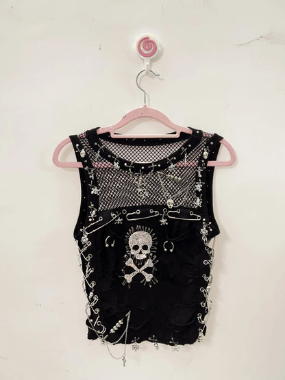 Cross Tank Tops y2k clothes y2k crop top Gothic Tank Tops Punk  Tops harajuku fashionSkull Tank Tops bustier top gothic clothes