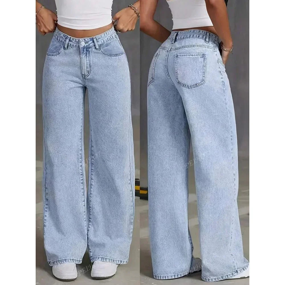 Fashionable Loose Women's Jeans High Waist Straight Leg Summer New Style Trendy All-Match Long Pants Cross-Border Clothing