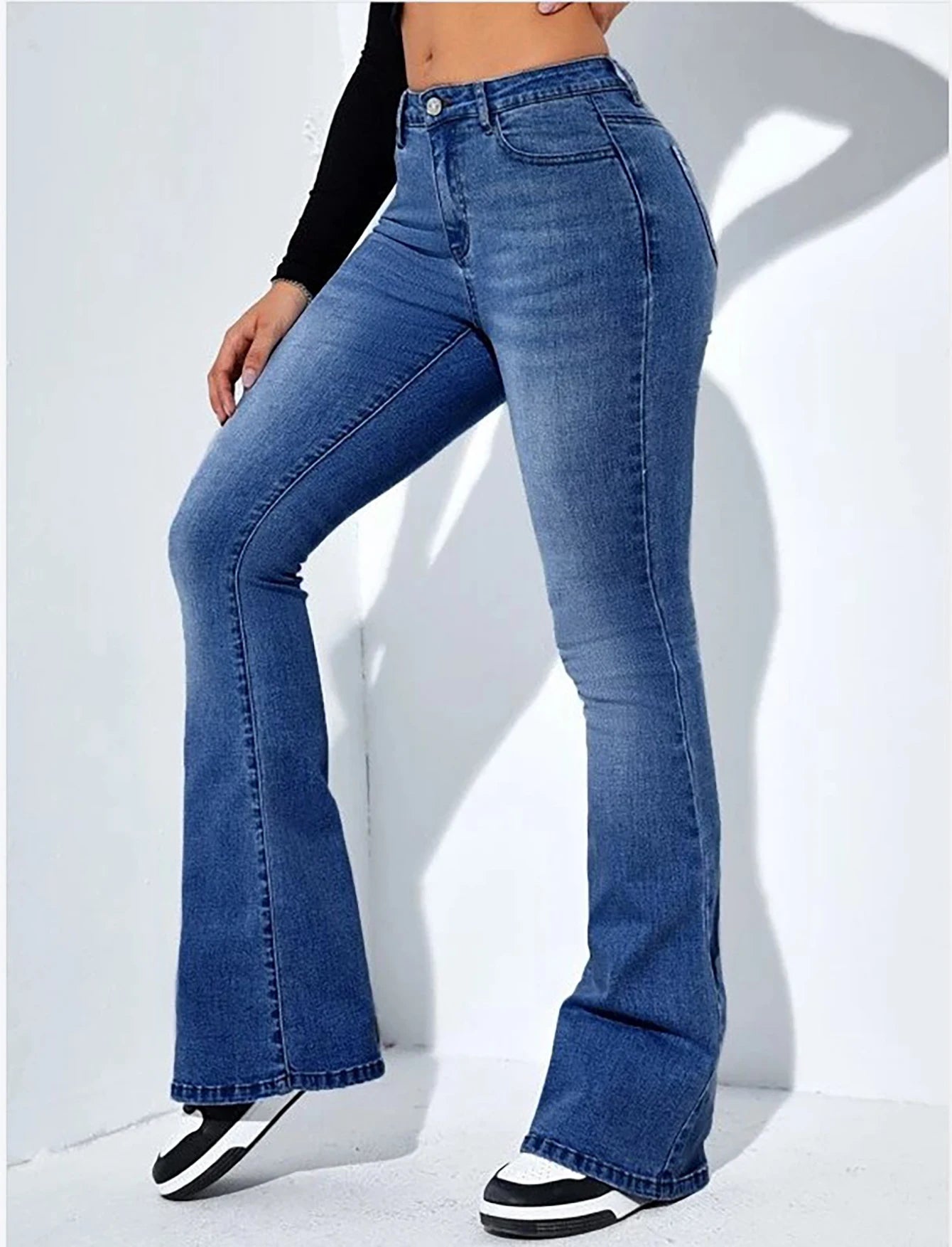 Women's jeans high waist stretch comfortable flared pants Denim pants