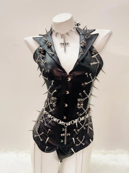 Skull Tank Tops Rivets  tops Cross Tank Tops y2k clothes y2k crop top Gothic Tank Tops Punk Tank Tops sexy top harajuku fashion