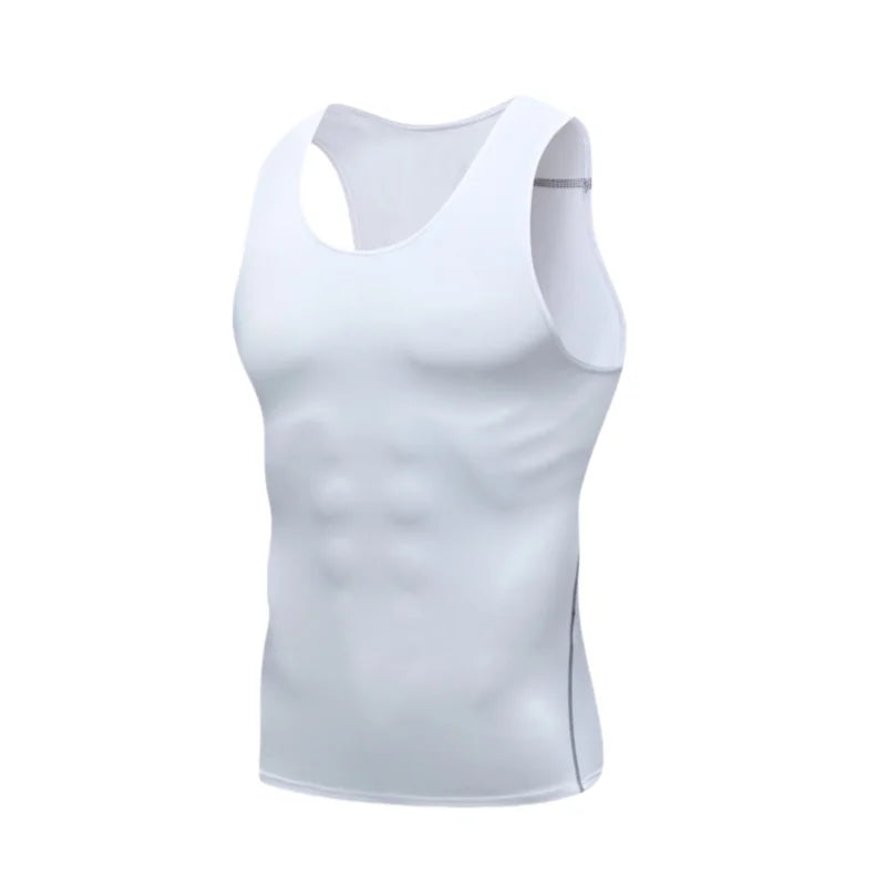 Men's Gyms Clothing Sports Fitness Tank Top Quick Dry Vest Workout Running Sportswear Tops Round Neck Sports Shirt