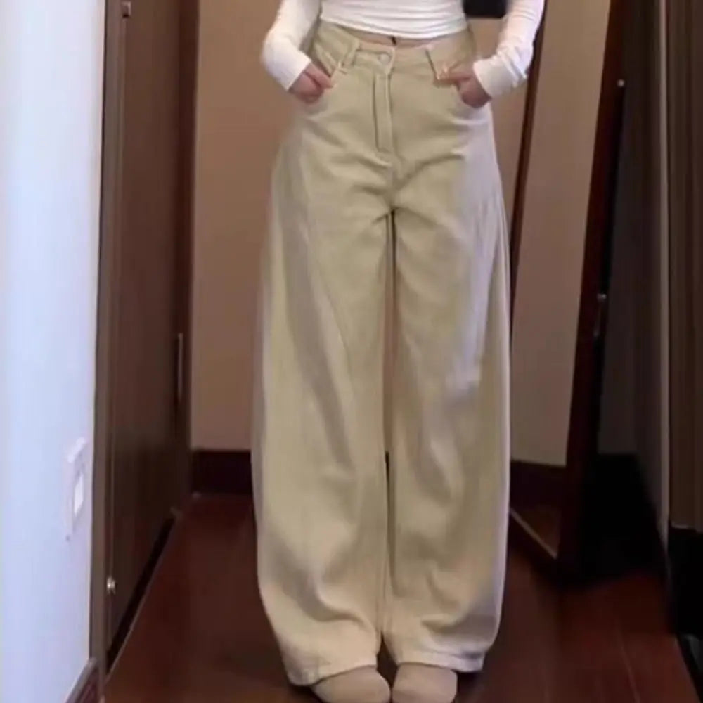 Female Clothing High Waist Denim Jeans Baggy Wide Leg Star Jeans Women Y2k Retro Loose Casual Pants Lady