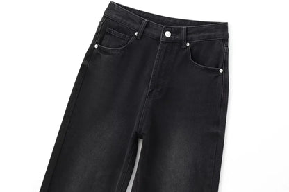 ETJ Wide-leg high-waisted jeans  women's classic everything with five pockets washed soft comfortable ultra-long jeans6045022