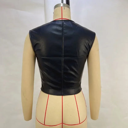 Tank Tops Women Clothes Sexy Hot Girl PU Leather Fashion Sleeveless Wrapped Chest Nightclub Vest Female Y2K 2025 Summer New