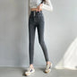 New Women's High Waist Stretch Jeans Blue Black Gray Fashionable and Versatile Multi-button Popular Slim Denim Long Pants Female