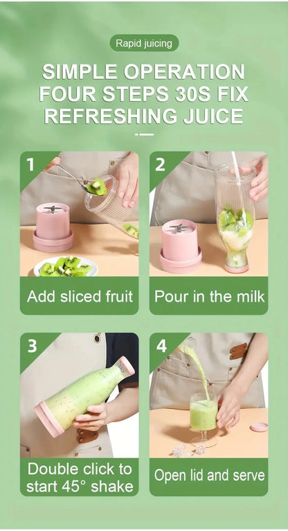 Electric Juicer Cup 6 Blades Blender Milkshake Machine USB Portable Fruit Milk Mixing Tool Mini Fresh Juice Blender Sport