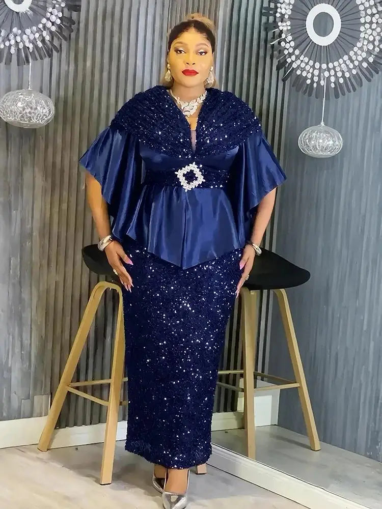 Plus Size Evening Dresses for Women African Luxury Gown Elegant Turkey Muslim Wedding Party Long Dress Ankara Sequin Robe 2026