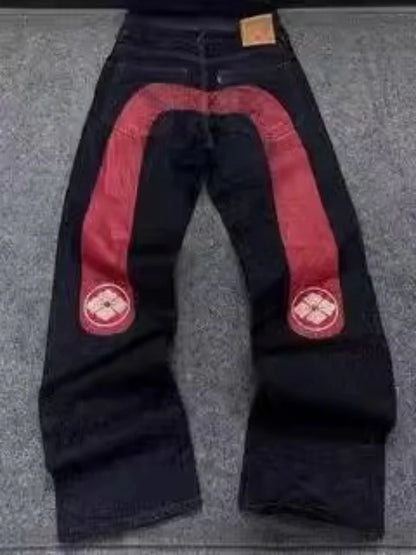 European and American hip-hop jeans men and women printing four seasons trendy trousers Gothic Y2K high street spring and summer