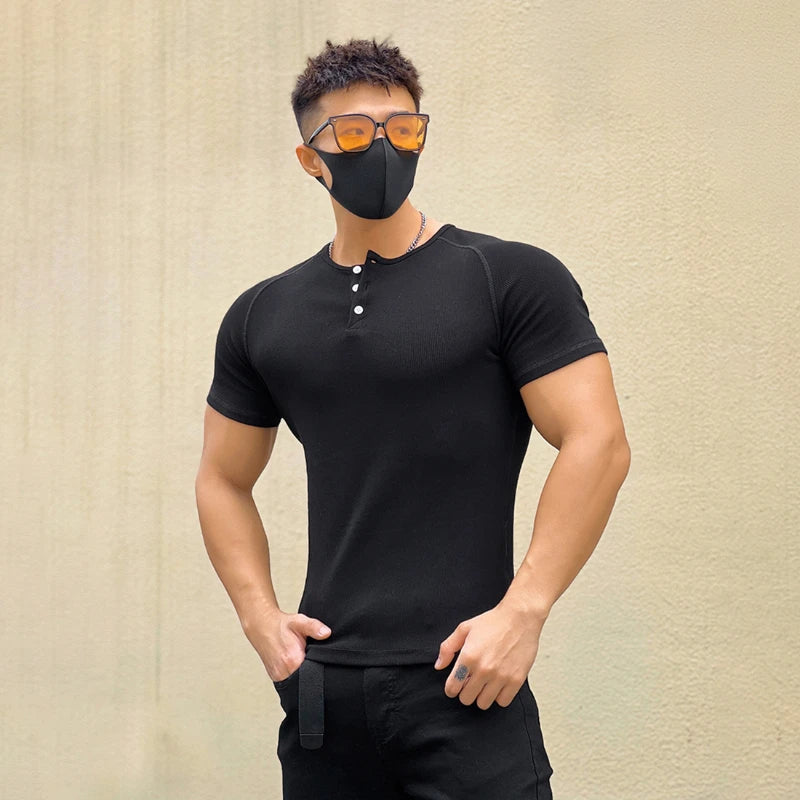Gym Men's Summer Sports Quick Dry Tight Muscle Short Sleeve T-shirt Fitness Training Casual Tops Slim Man Bodybuilding Clothing