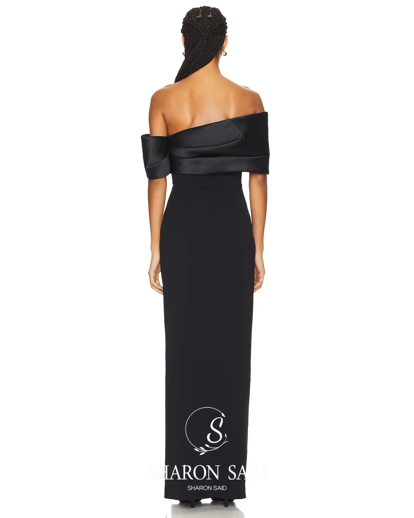 Sharon Said Elegant Off Shoulder Pink Dubai Evening Dress with High Side Slit for Women Wedding Party Gown SF108 Customized