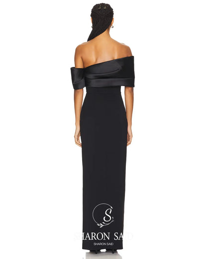 Sharon Said Elegant Off Shoulder Pink Dubai Evening Dress with High Side Slit for Women Wedding Party Gown SF108 Customized