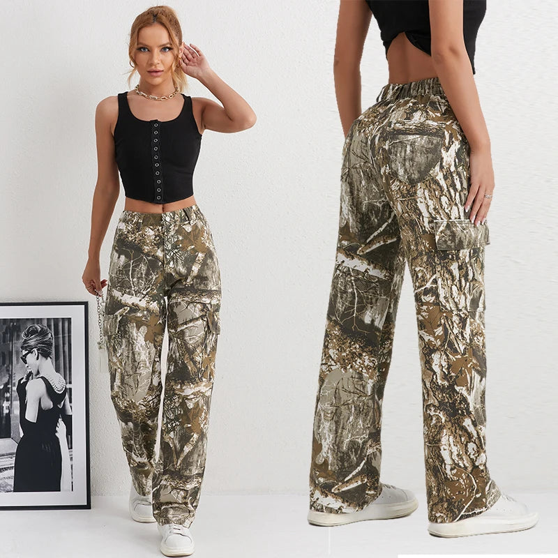 2025 Denim Pants Women's Jeans Camouflage Euramerican High Waist Girl Style Jean Trousers Colorful Straight Leg Wide Leg Pants