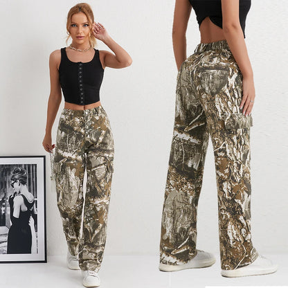 2025 Denim Pants Women's Jeans Camouflage Euramerican High Waist Girl Style Jean Trousers Colorful Straight Leg Wide Leg Pants