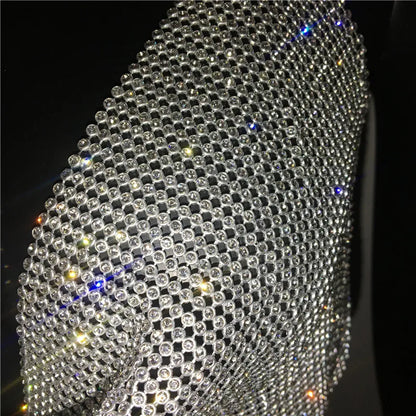 Shiny Rhinestone Tank Tops For Women Sexy Deep V Neck Backless Crop Tops For Women Rave Party Nightclub Camisole Y2K New