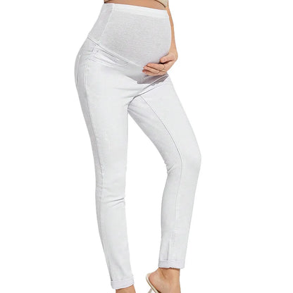Maternity Women High Waist Support Belly Jeans Fall Pregnant Hip Lifting Elastic Denim Pants Daily Work Wear Streetwear Trousers