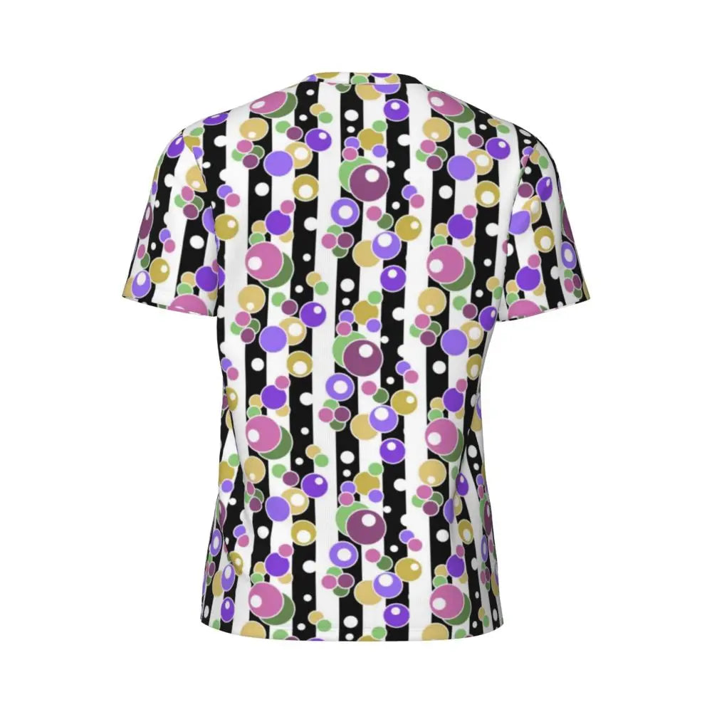 Gym T Shirt For Mens Retro Dots And Stripes T Shirts Fashion Blue Line Design Summer Tees O Neck Basic Graphic Clothes Plus Size