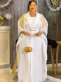 2 PCS Sets African Clothes for Women Dashiki Diamond Outfits Gown Plus Size Evening Wedding Party Dresses Kaftan Boubou Robe