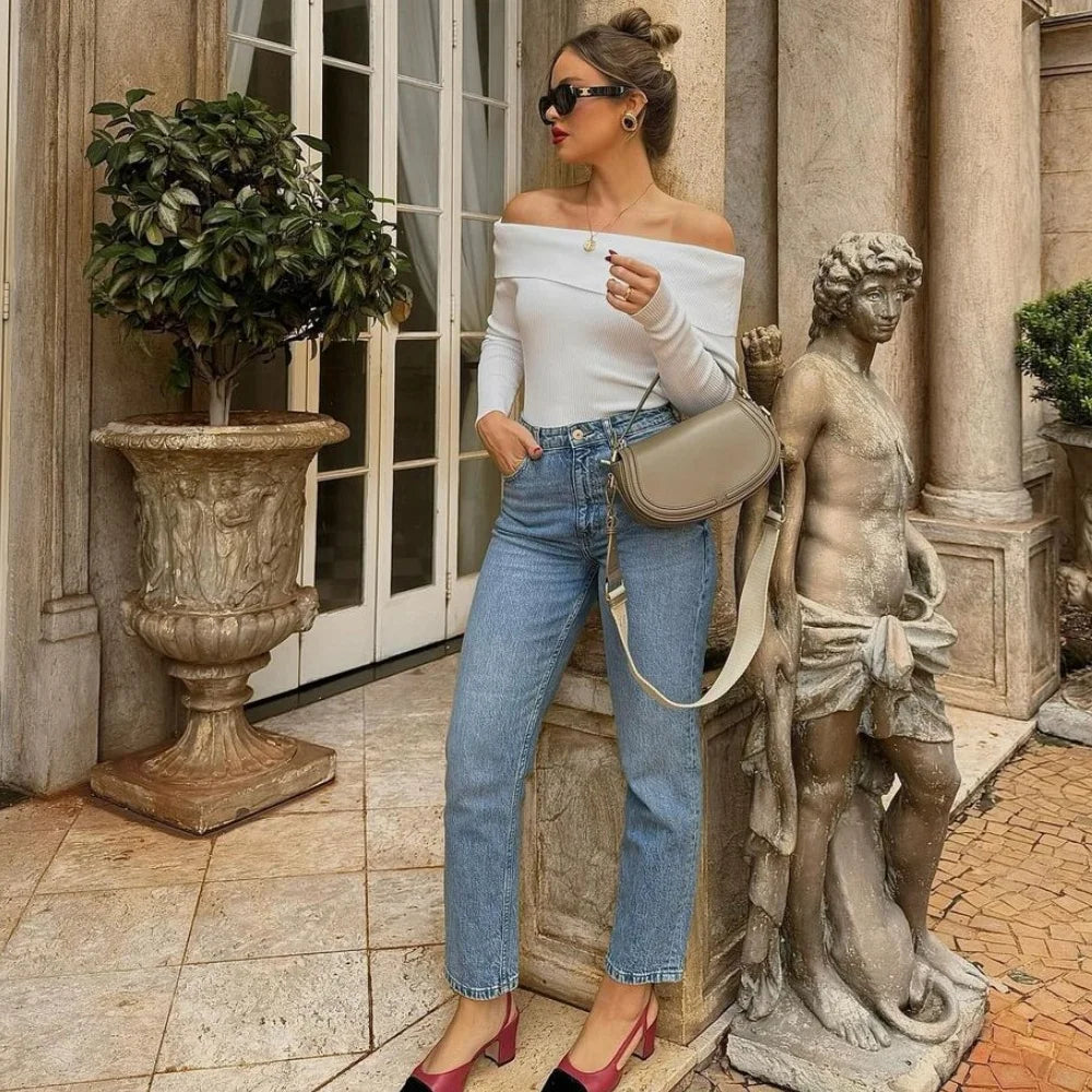 2024 Spring New Women's Fashion and Elegance Versatile Loose and Comfortable Straight leg Jeans